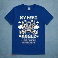 My Hero Is Now My Angel Lung Cancer Awareness Carcinomas Gift T-Shirt thumb 5