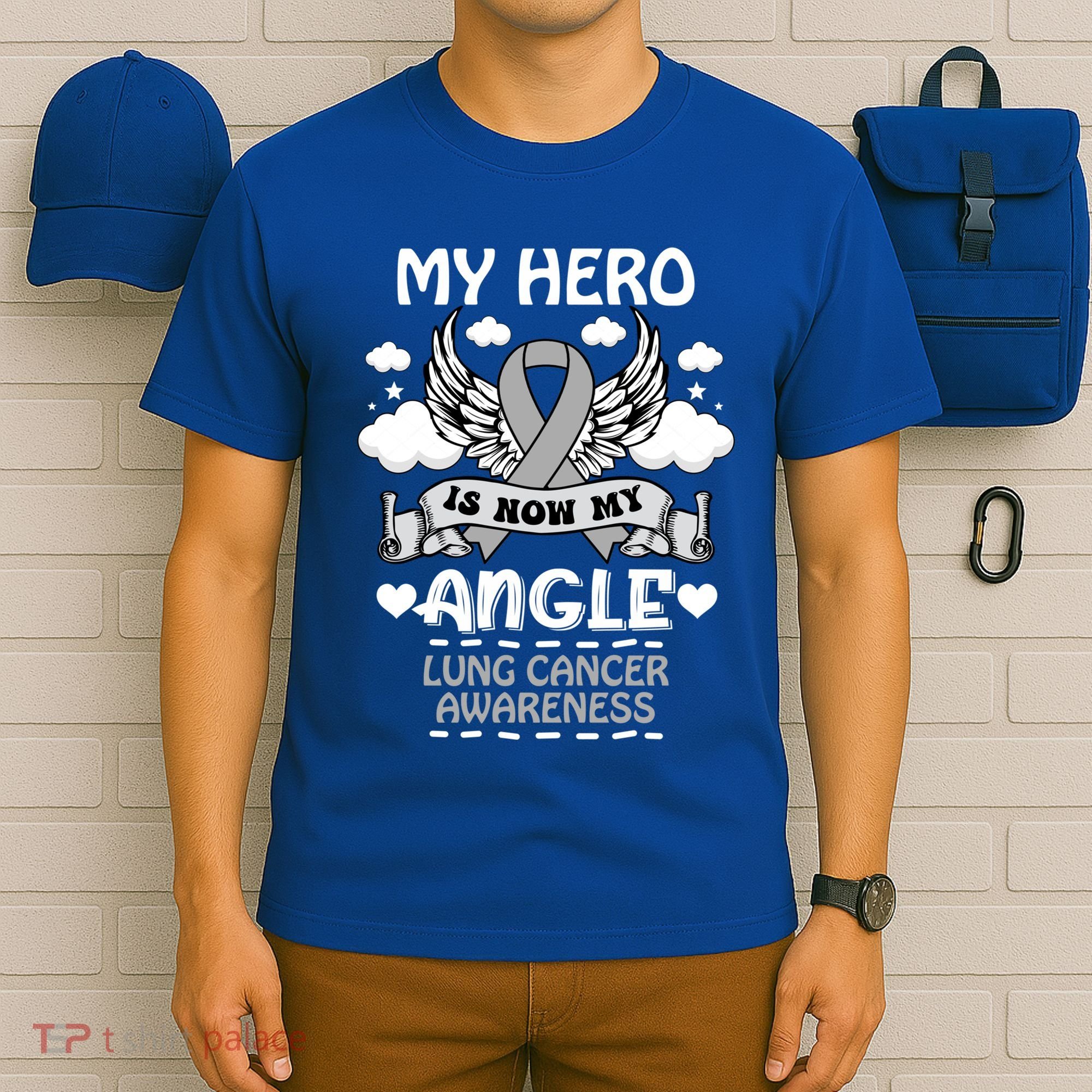 My Hero Is Now My Angel Lung Cancer Awareness Carcinomas Gift T-Shirt