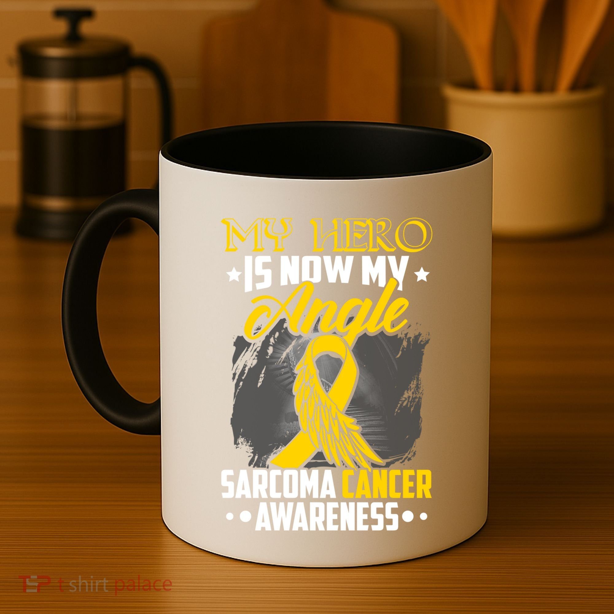 My Hero Is Now My Angel Sarcoma Cancer Awareness Warrior Great Gift Coffee Mug