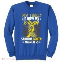 My Hero Is Now My Angel Sarcoma Cancer Awareness Warrior Great Gift Sweatshirt thumb 0