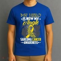 My Hero Is Now My Angel Sarcoma Cancer Awareness Warrior Great Gift T-Shirt thumb 3