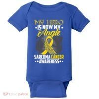 My Hero Is Now My Angel Sarcoma Cancer Awareness Warrior Great Gift Baby Bodysuit thumb 0