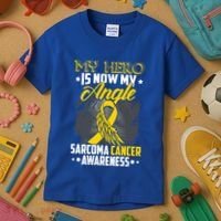 My Hero Is Now My Angel Sarcoma Cancer Awareness Warrior Great Gift Kids T-Shirt thumb 3