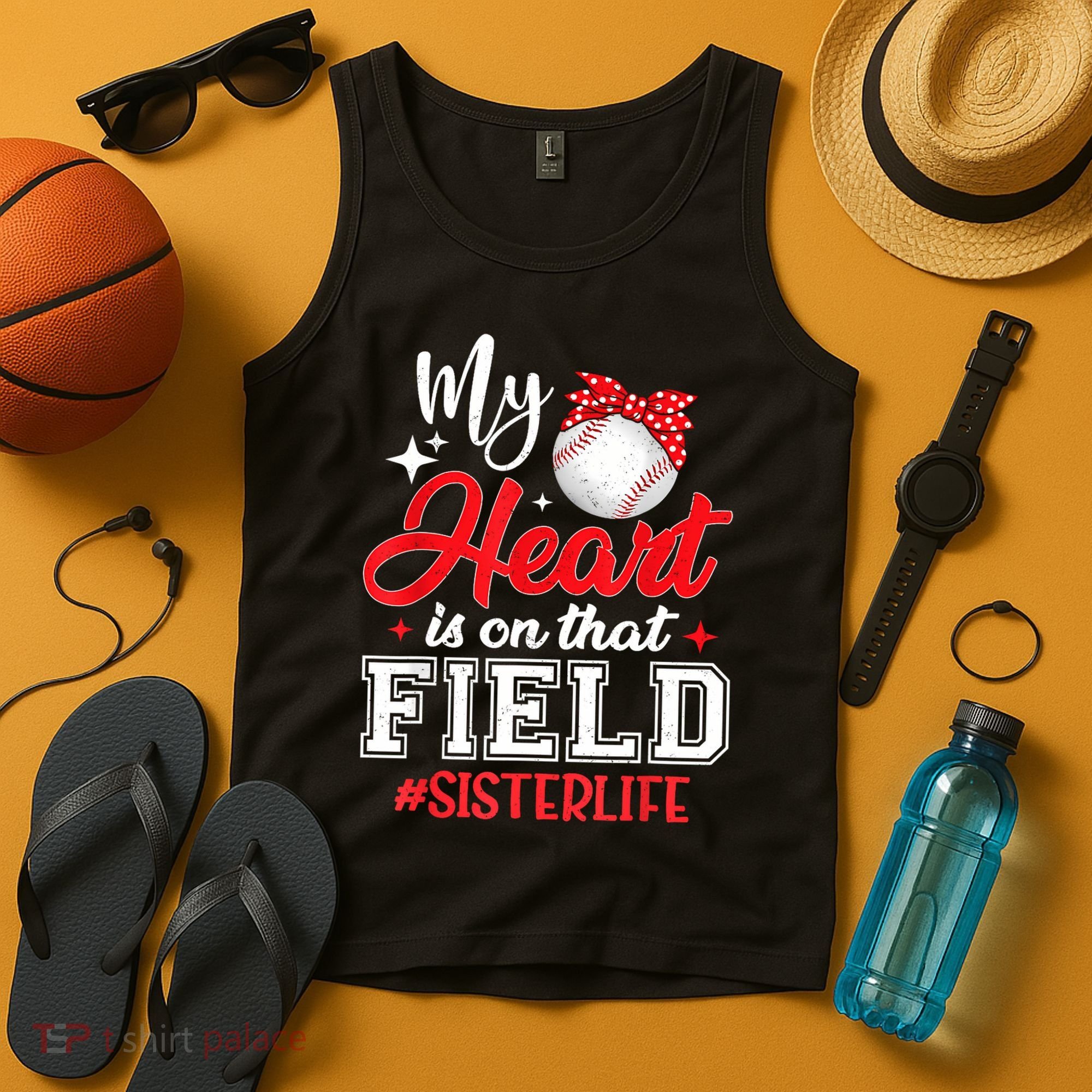 My Heart Is On That Field Baseball Sister Tank Top