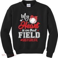 My Heart Is On That Field Baseball Sister Kids Sweatshirt thumb 0