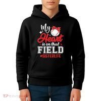 My Heart Is On That Field Baseball Sister Kids Hoodie thumb 4