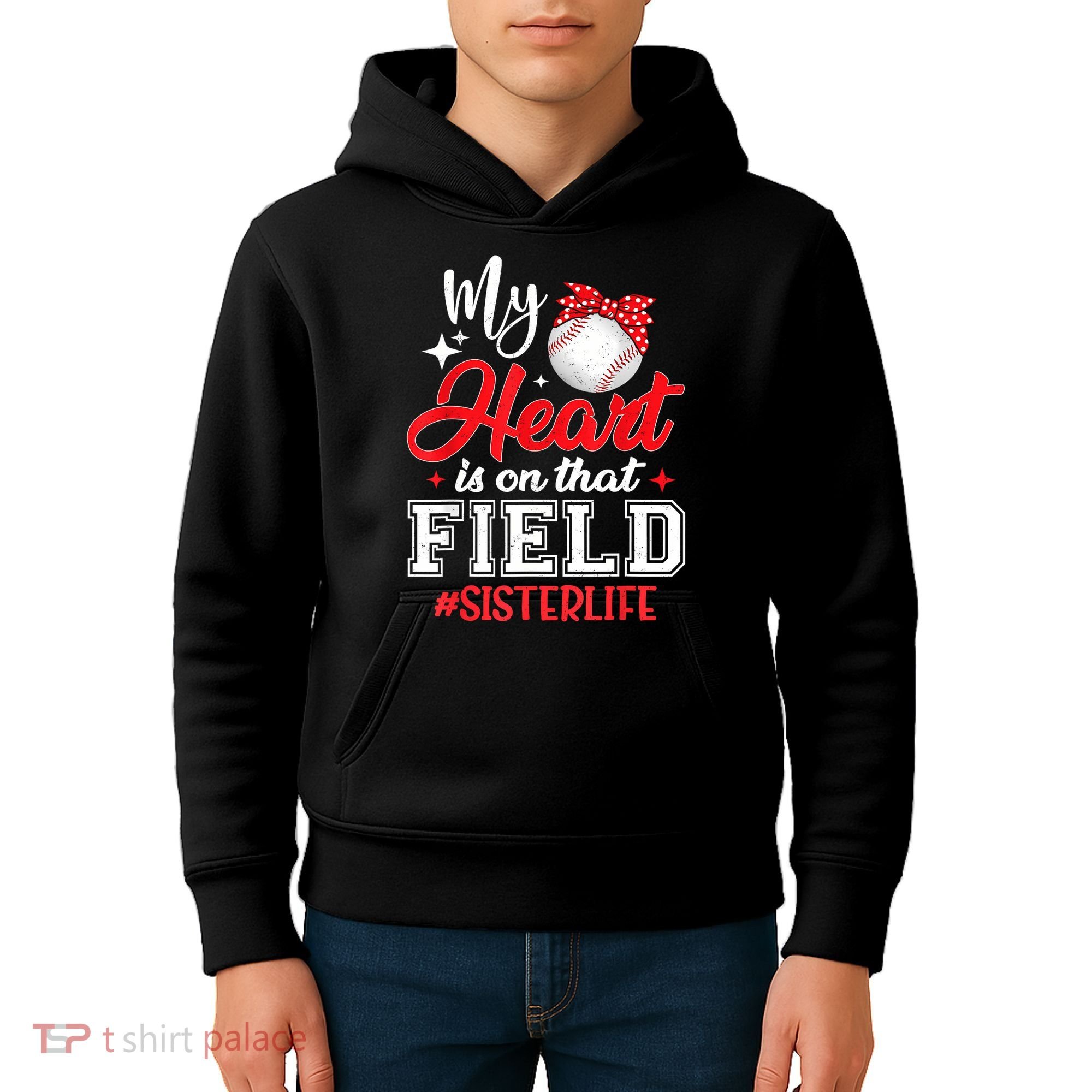 My Heart Is On That Field Baseball Sister Kids Hoodie