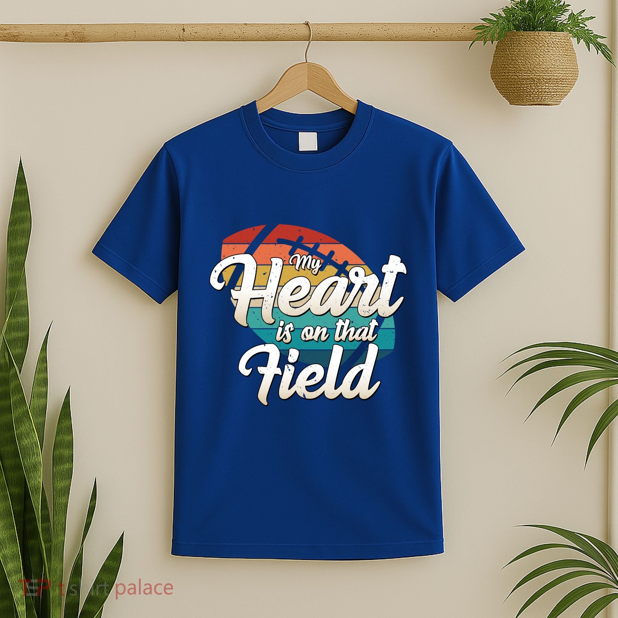My Heart Is On That Field Retro Football Ball Team Mom Dad Gift T-Shirt