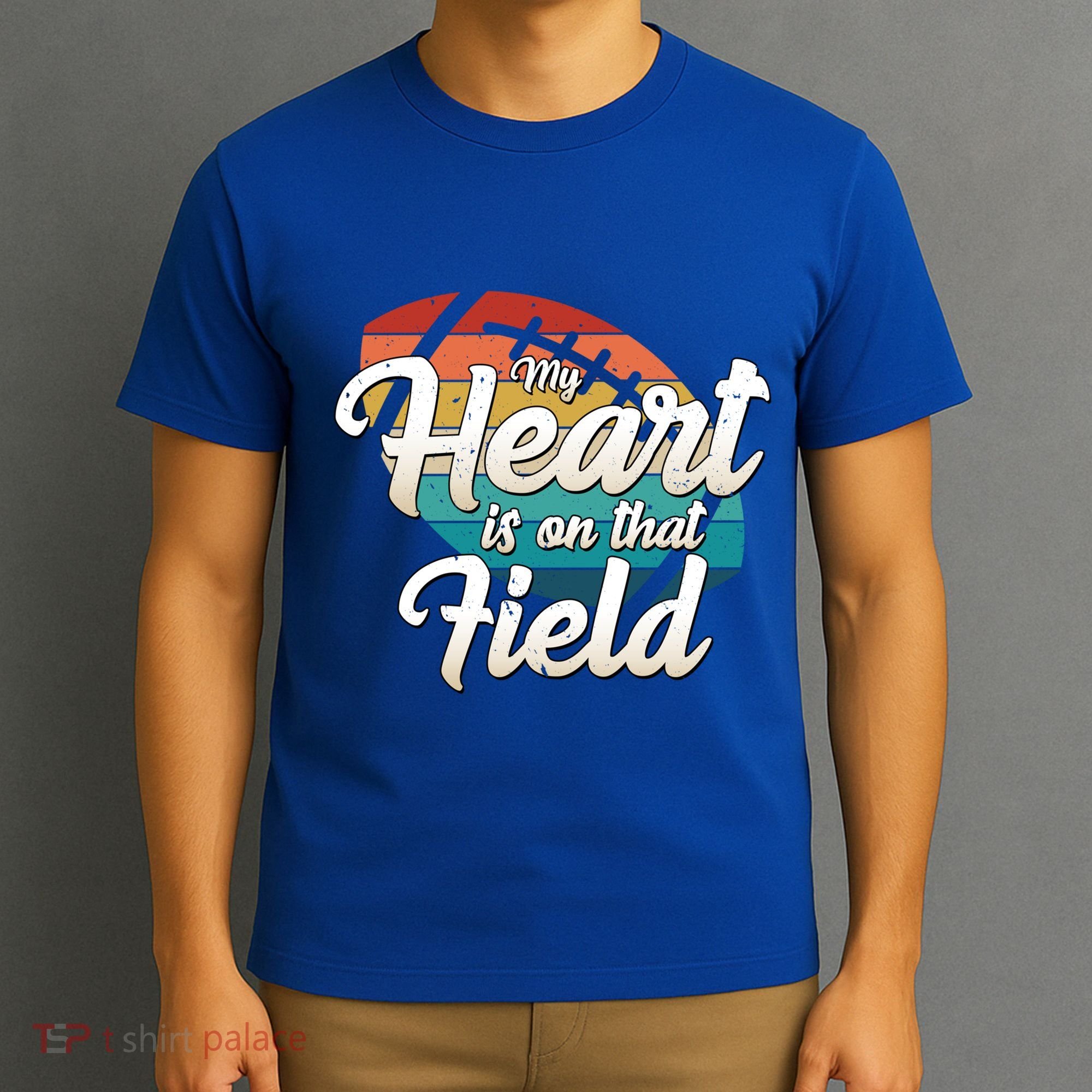 My Heart Is On That Field Retro Football Ball Team Mom Dad Gift T-Shirt
