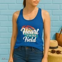 My Heart Is On That Field Retro Football Ball Team Mom Dad Gift Women's Tank Top thumb 2