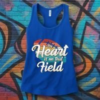 My Heart Is On That Field Retro Football Ball Team Mom Dad Gift Women's Tank Top thumb 3