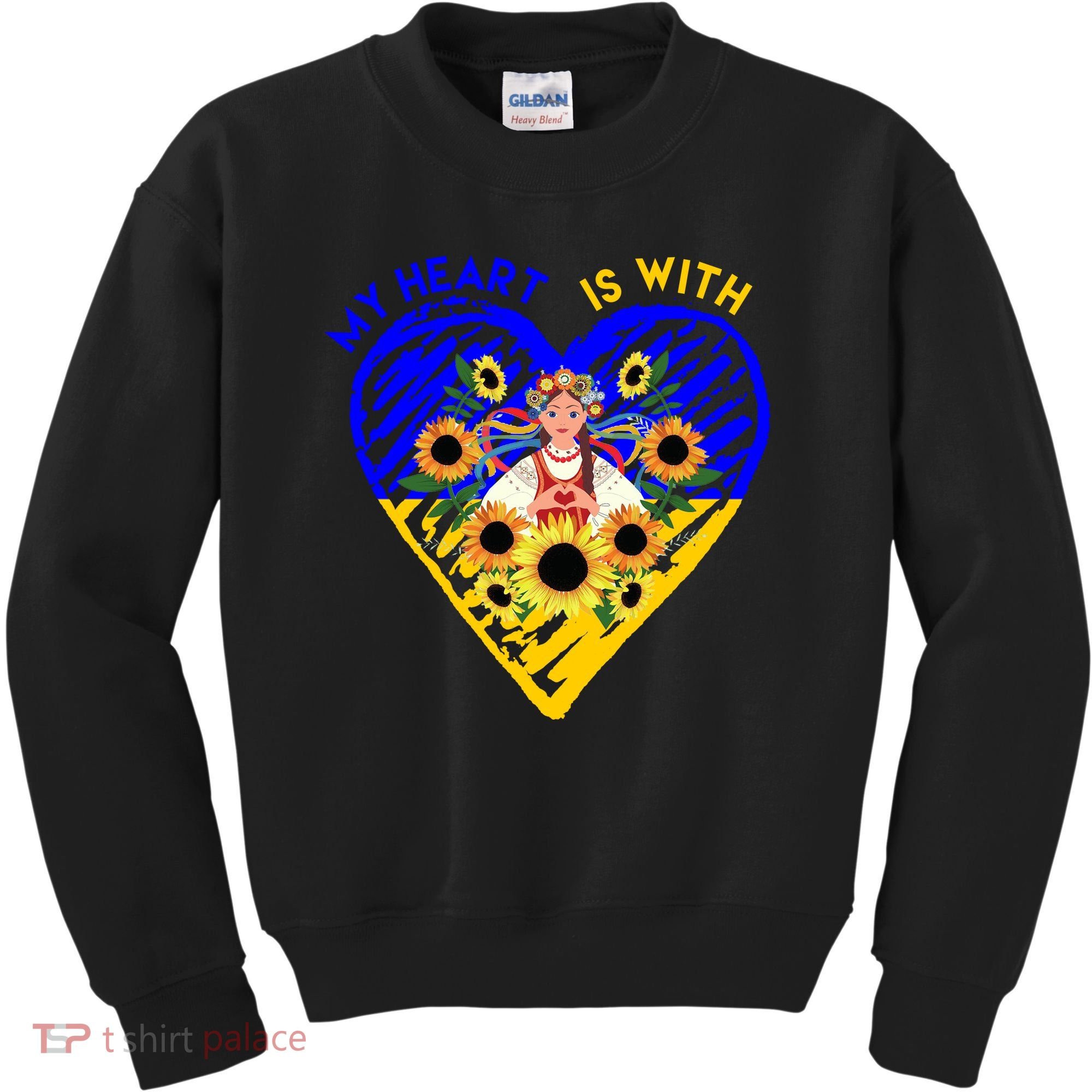 My Heart Is With Ukraine Sunflower Kids Sweatshirt
