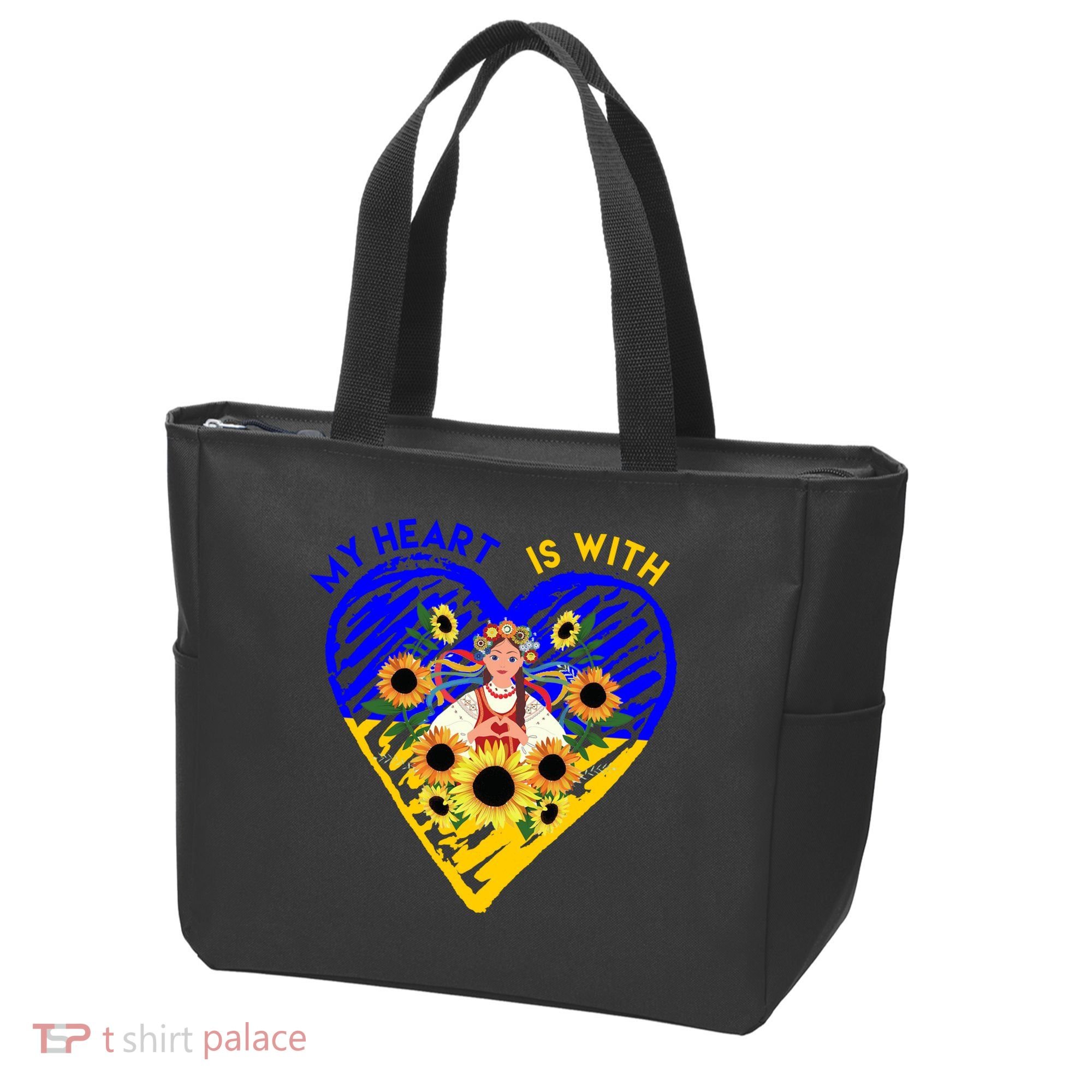My Heart Is With Ukraine Sunflower Tote Bag