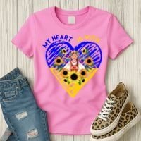 My Heart Is With Ukraine Sunflower Women's T-Shirt thumb 3