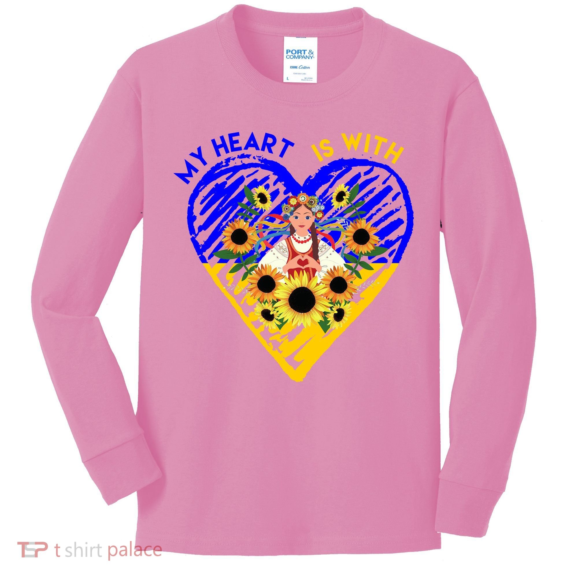 My Heart Is With Ukraine Sunflower Kids Long Sleeve Shirt