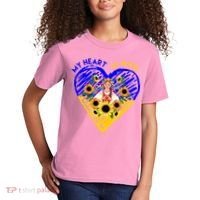 My Heart Is With Ukraine Sunflower Kids T-Shirt thumb 2