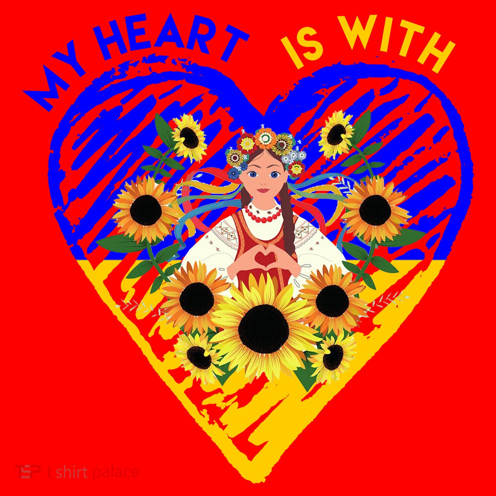 My Heart Is With Ukraine Sunflower Santa Hat