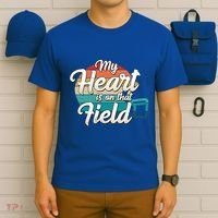 My Heart Is On That Field Retro Football Helmet Mom Dad Meaningful Gift T-Shirt thumb 6
