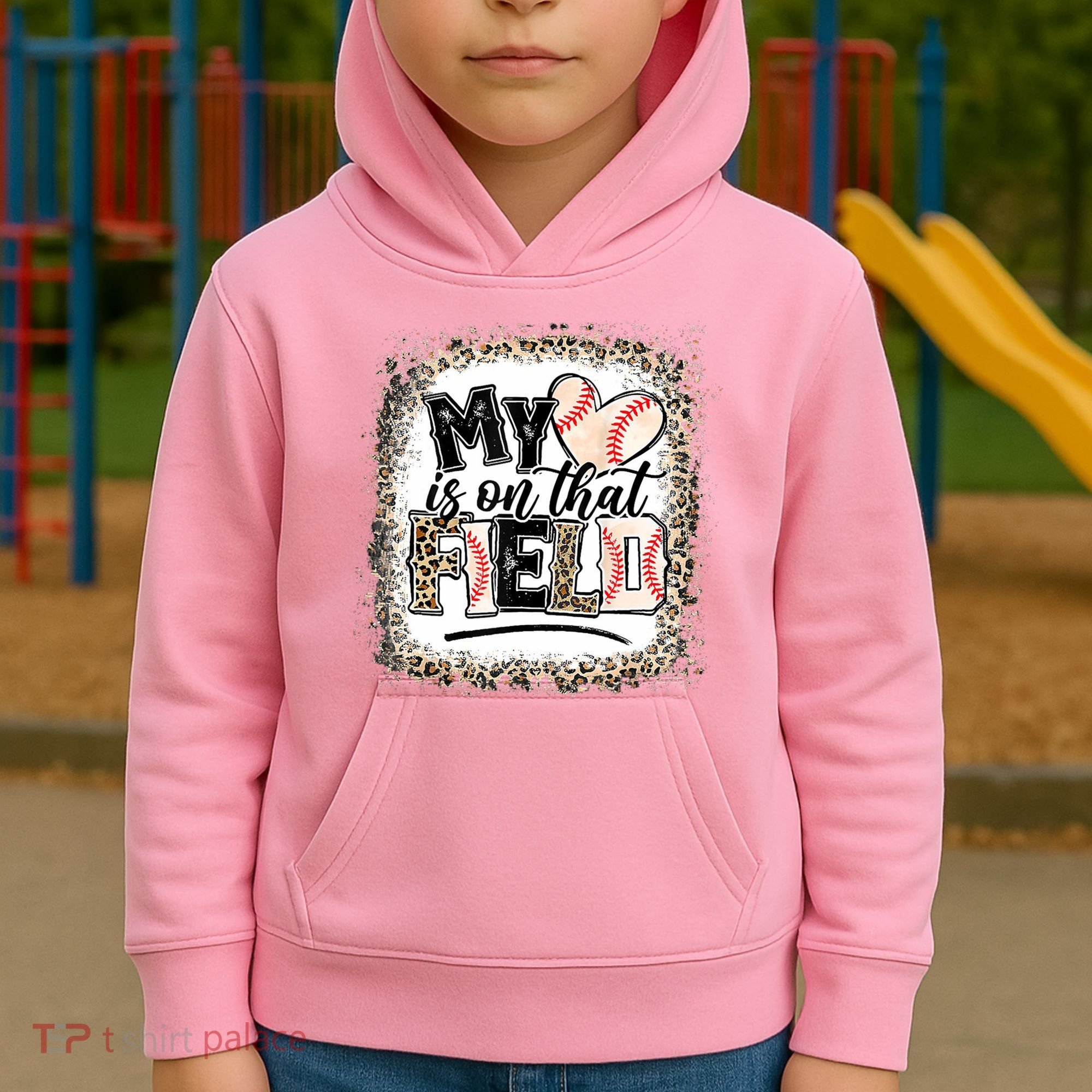 My Heart Is On That Field Baseball Kids Hoodie