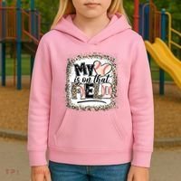 My Heart Is On That Field Baseball Kids Hoodie thumb 3