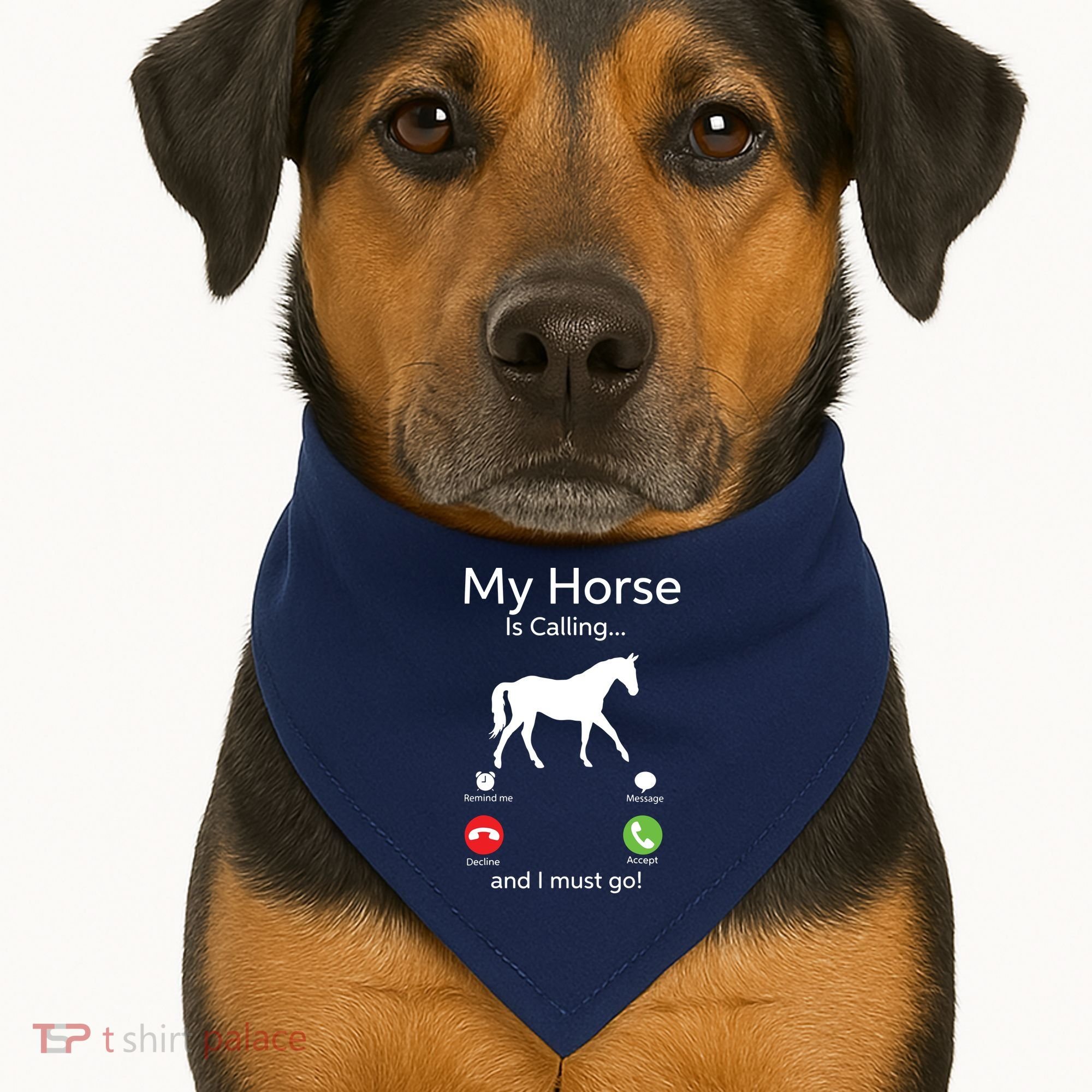 My Horse Is Calling And I Must Go Shirts Apparel Ruffle USA-Made Doggie Bandana