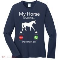 My Horse Is Calling And I Must Go Shirts Apparel Ruffle Women's Long Sleeve Shirt thumb 0