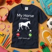 My Horse Is Calling And I Must Go Shirts Apparel Ruffle Kids T-Shirt thumb 3