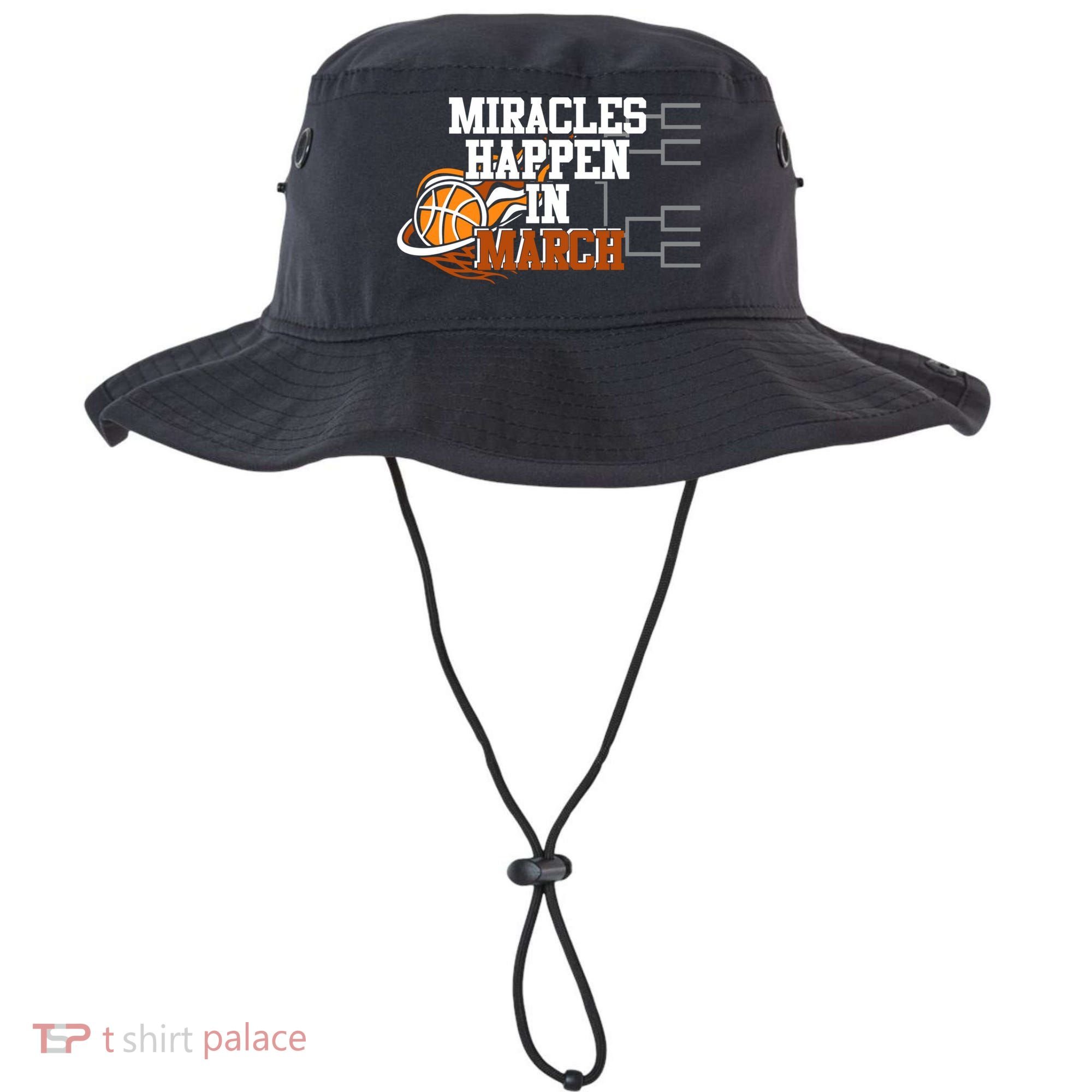 Miracles Happen In March Basketball Madness Brackets Gift Bucket Hat