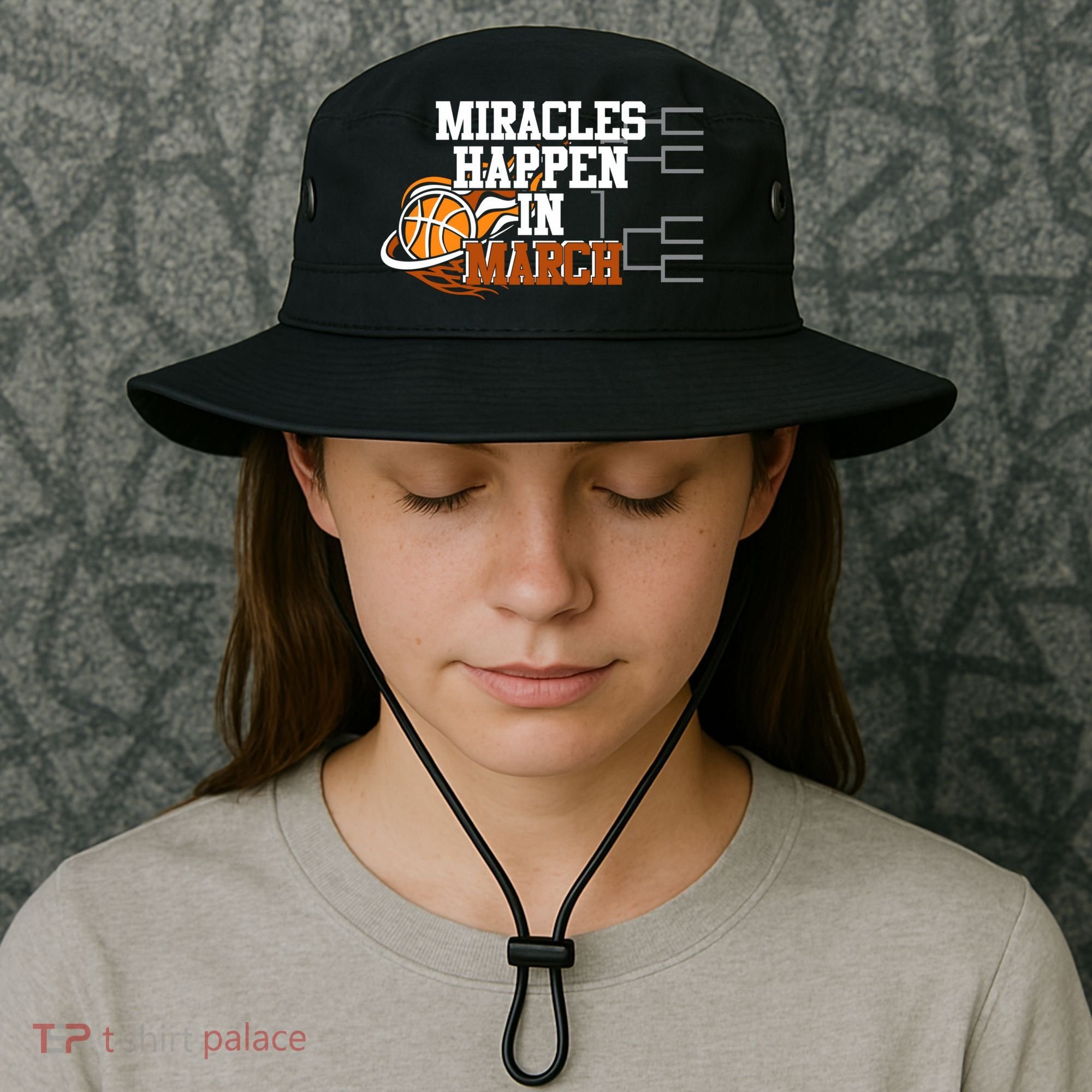 Miracles Happen In March Basketball Madness Brackets Gift Bucket Hat
