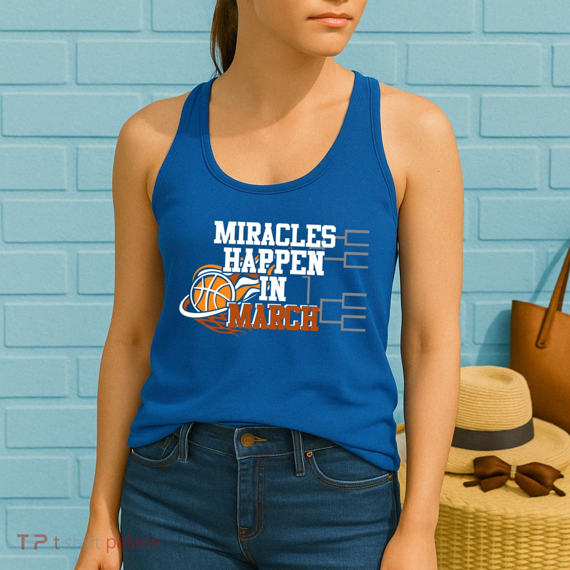 Miracles Happen In March Basketball Madness Brackets Gift Women's Tank Top