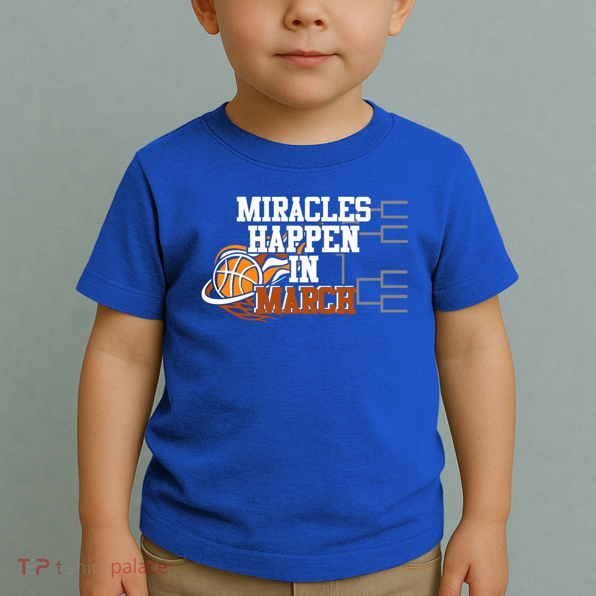Miracles Happen In March Basketball Madness Brackets Gift Toddler T-Shirt