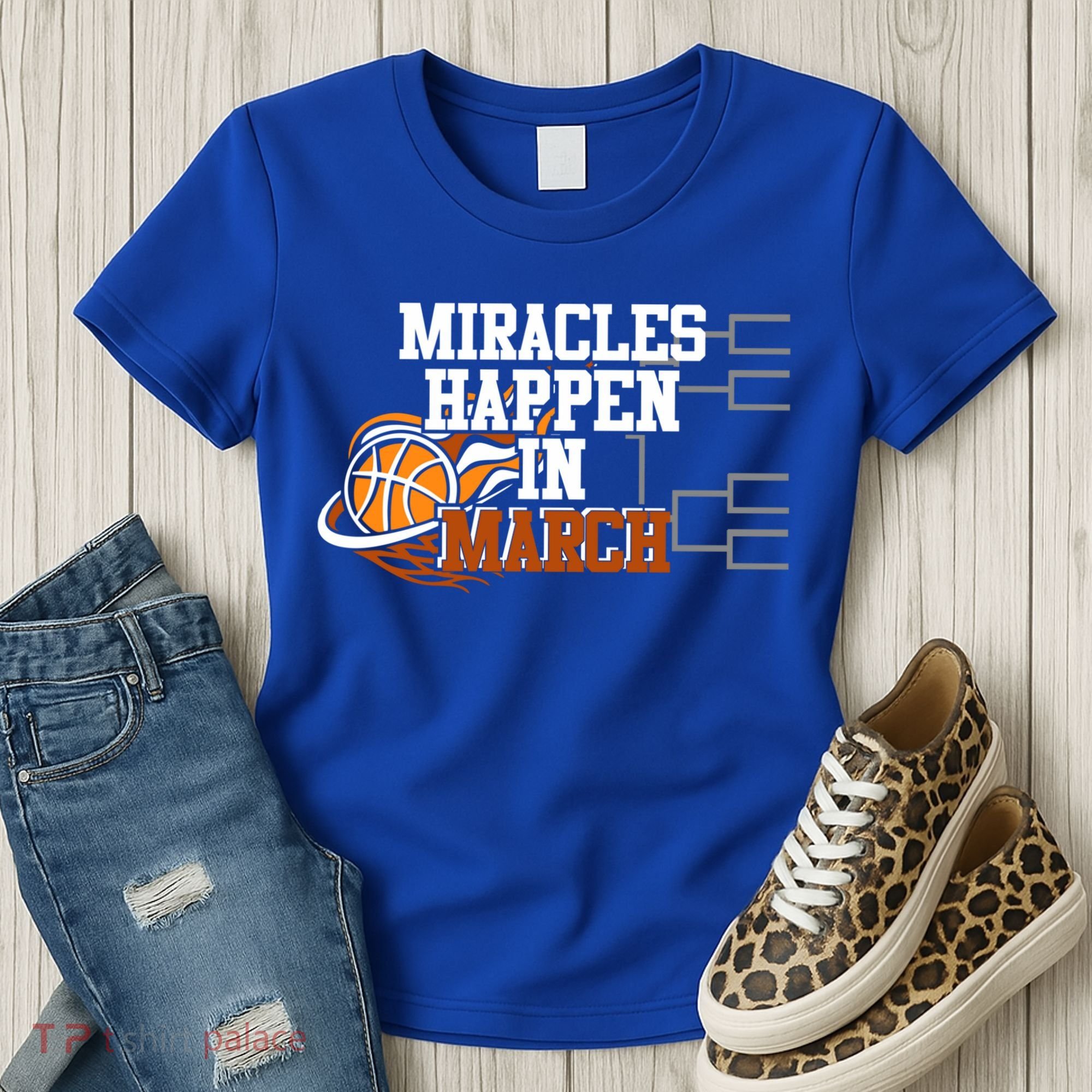 Miracles Happen In March Basketball Madness Brackets Gift Women's T-Shirt