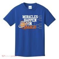 Miracles Happen In March Basketball Madness Brackets Gift Kids T-Shirt thumb 0