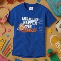 Miracles Happen In March Basketball Madness Brackets Gift Kids T-Shirt thumb 3