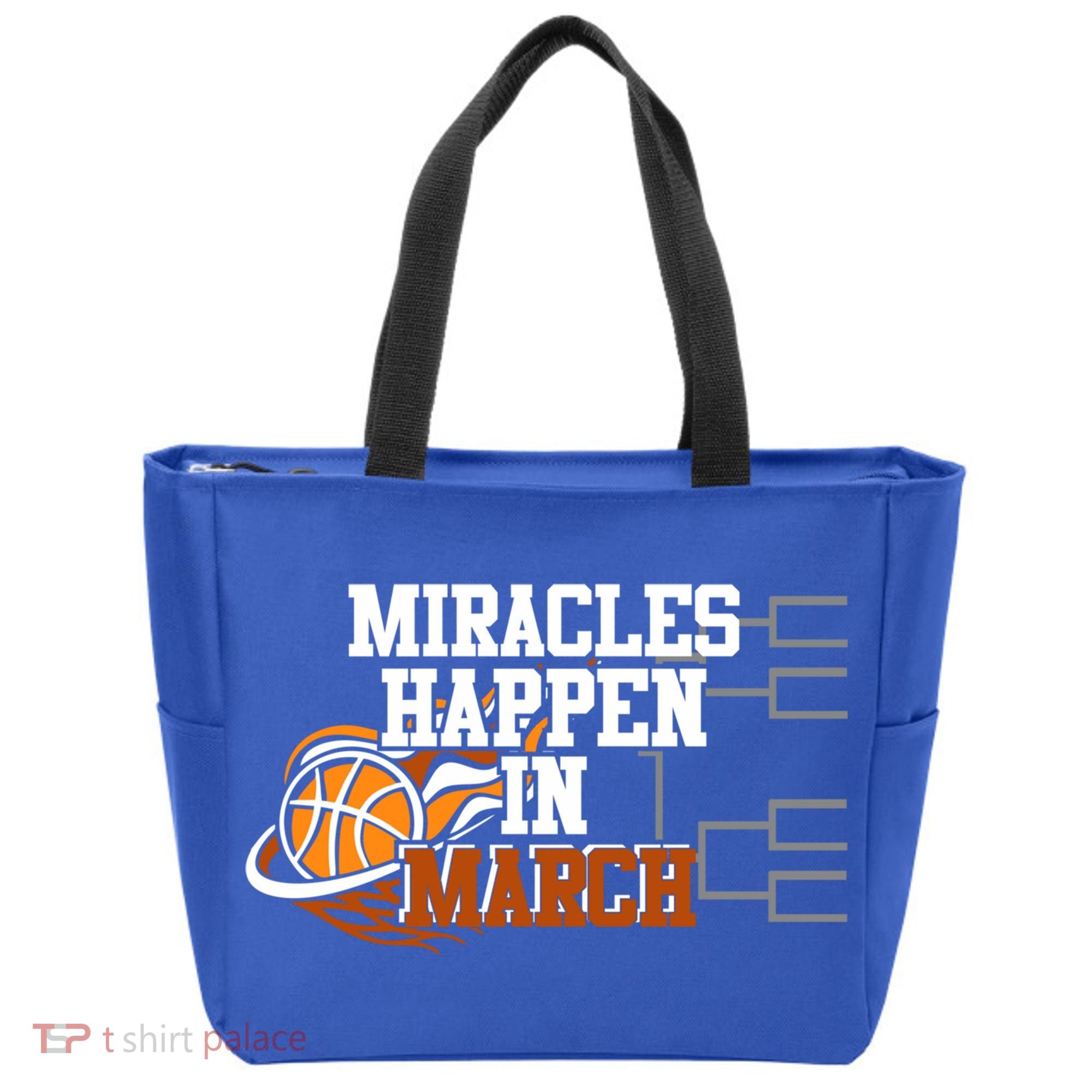 Miracles Happen In March Basketball Madness Brackets Gift Tote Bag