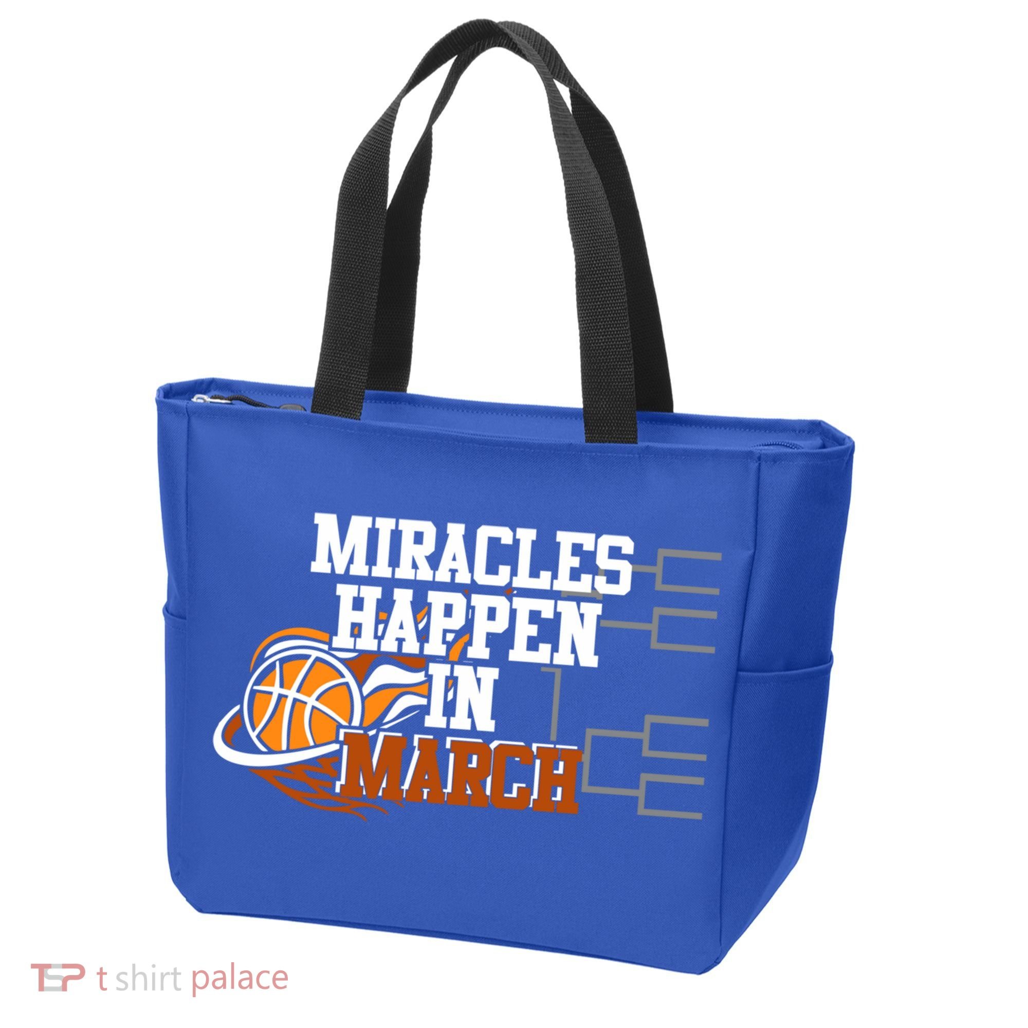Miracles Happen In March Basketball Madness Brackets Gift Tote Bag