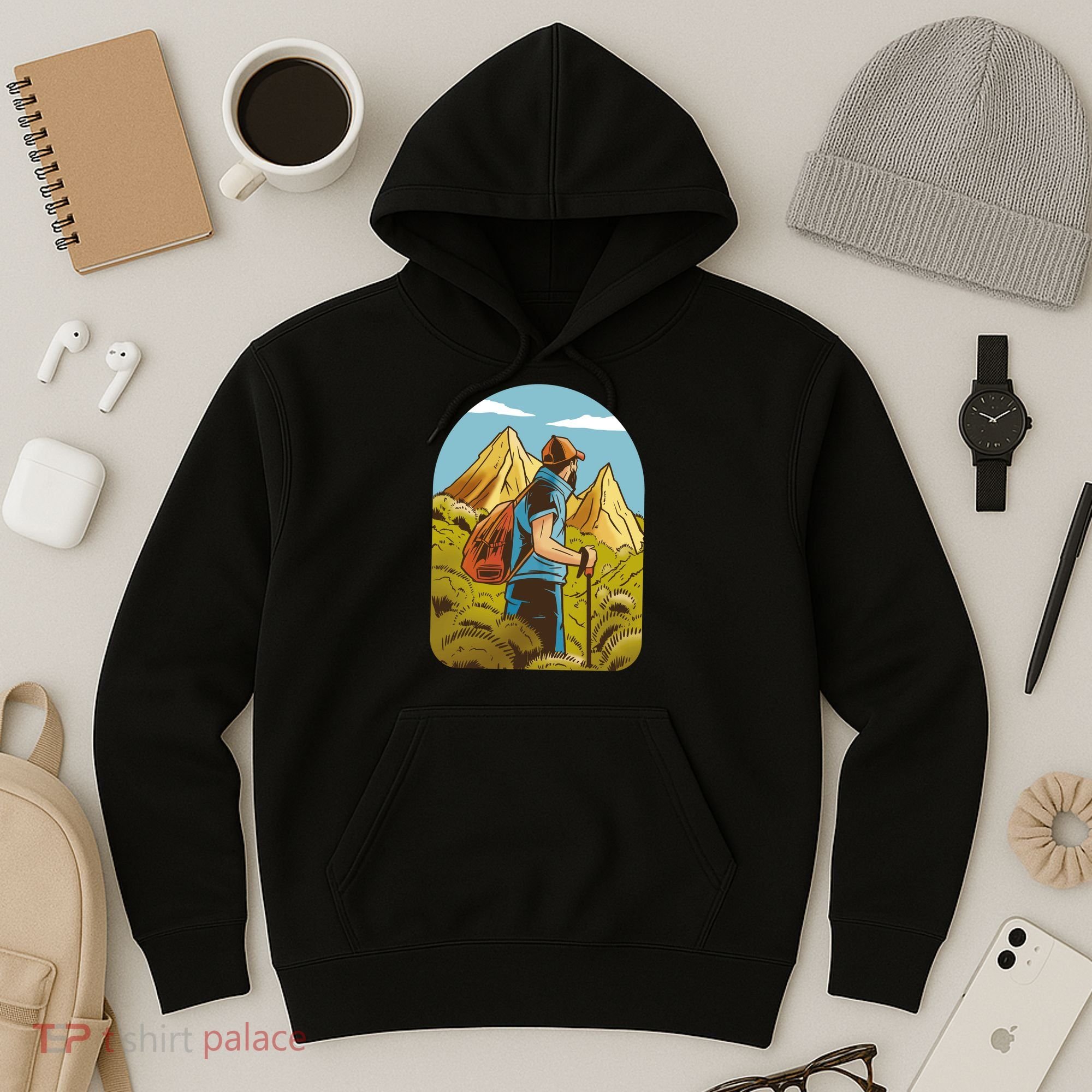 Man Hiking In The Mountains Hoodie