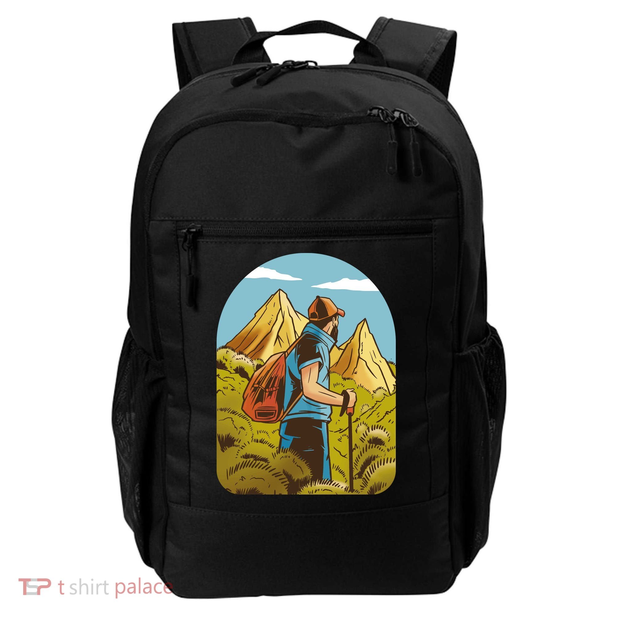 Man Hiking In The Mountains Backpack