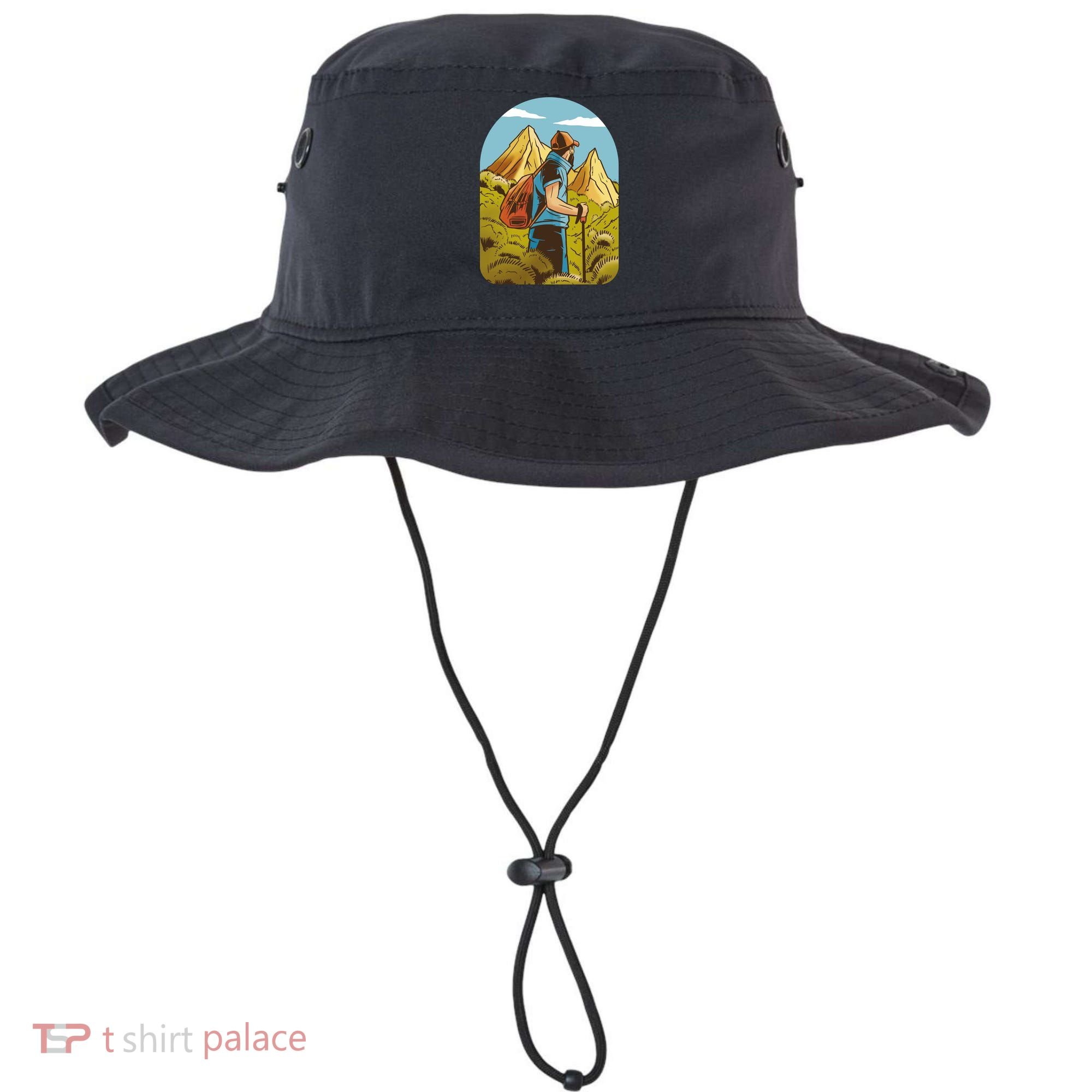 Man Hiking In The Mountains Bucket Hat