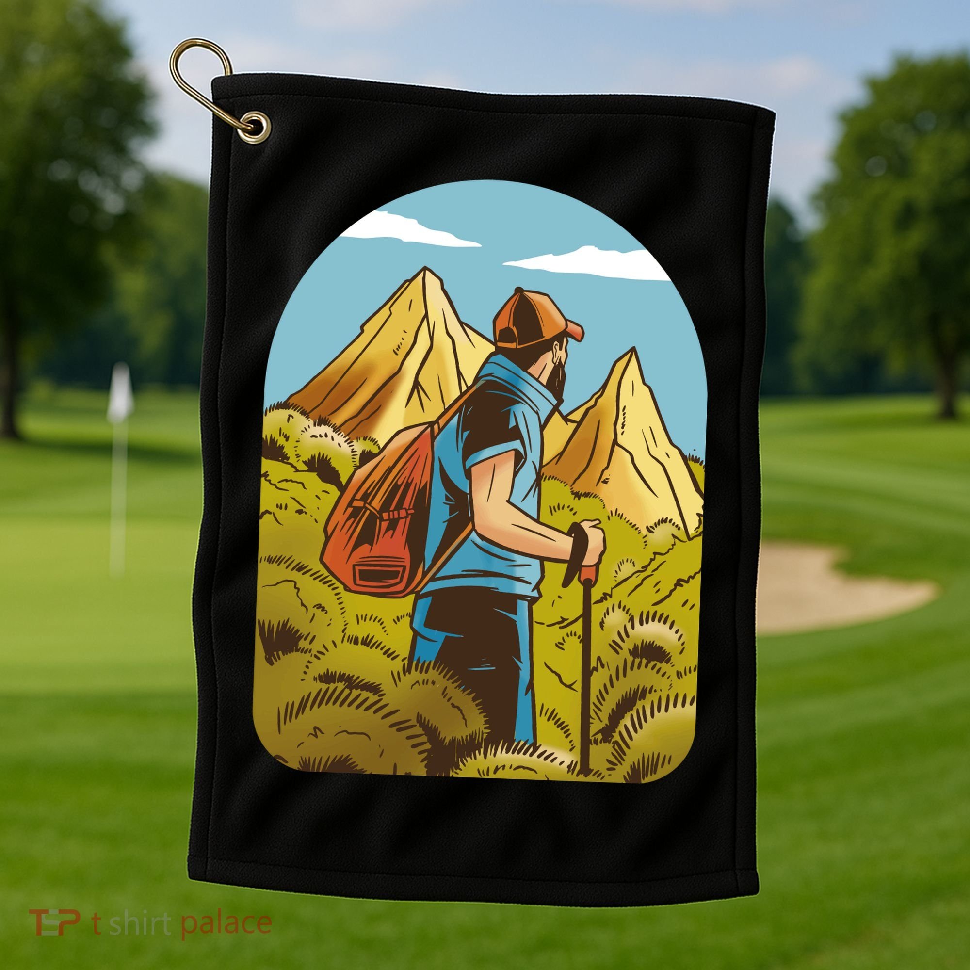 Man Hiking In The Mountains Golf Towel