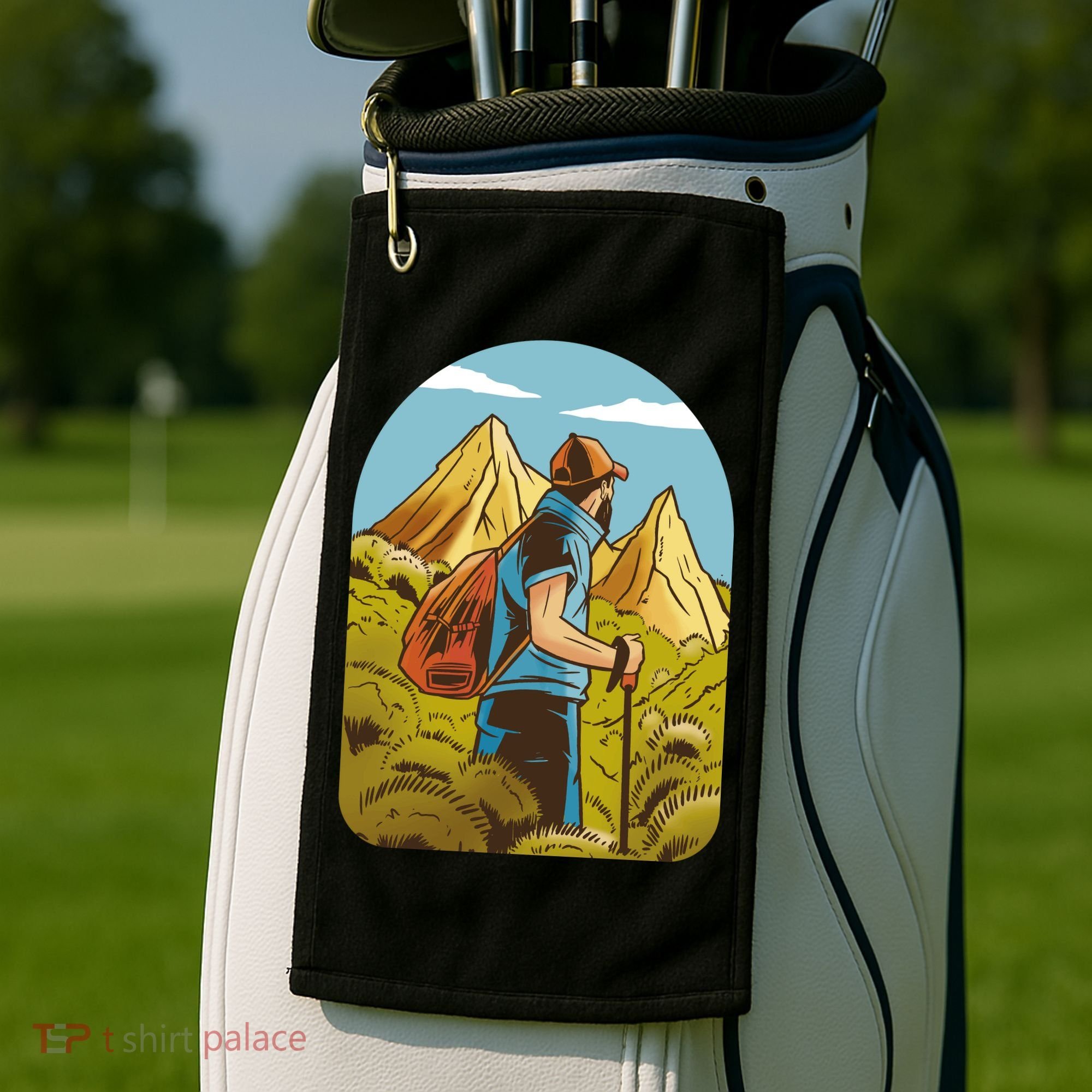 Man Hiking In The Mountains Golf Towel