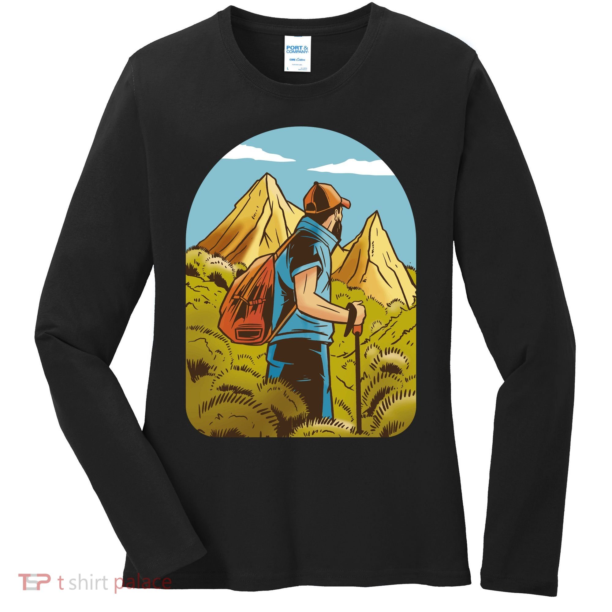 Man Hiking In The Mountains Women's Long Sleeve Shirt