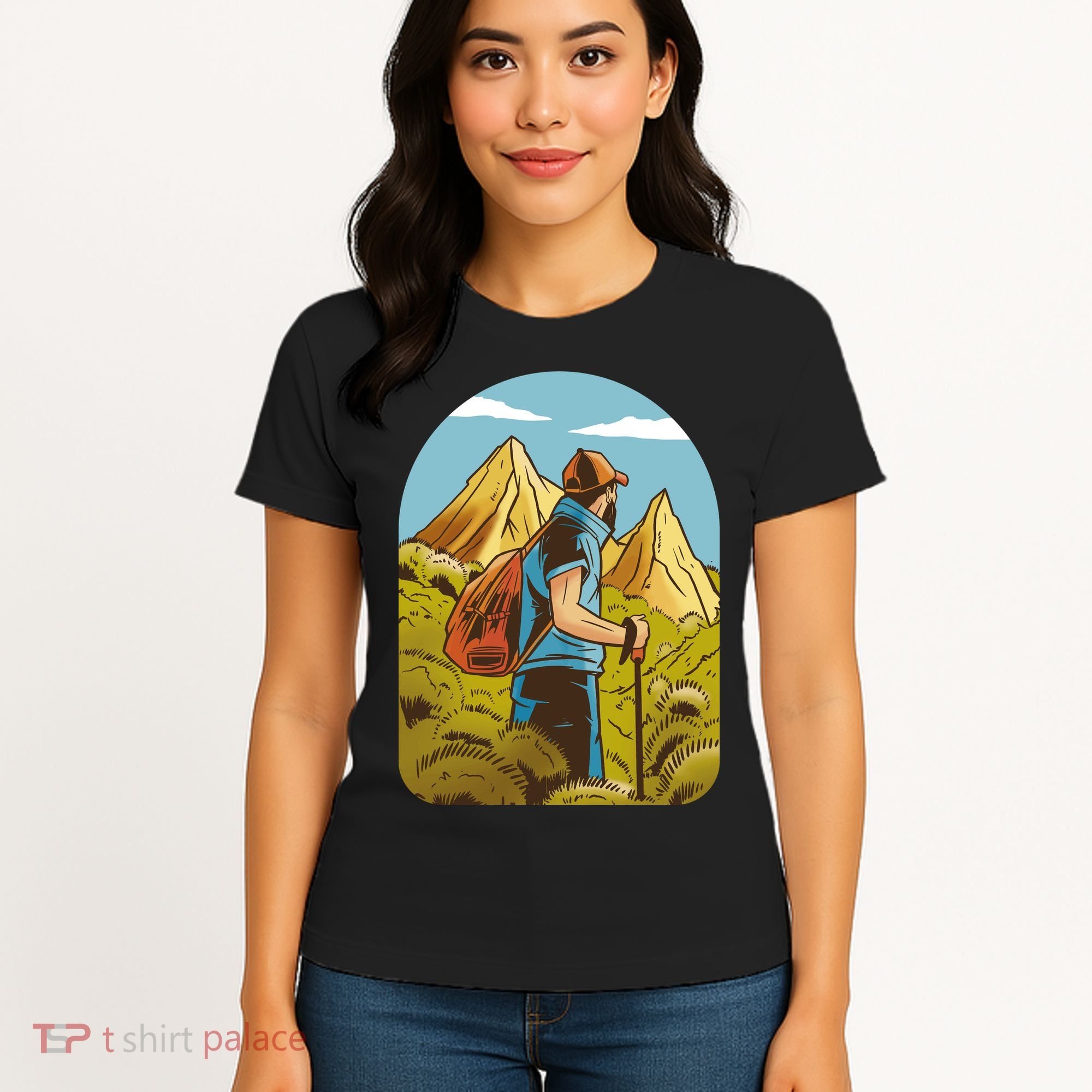 Man Hiking In The Mountains Women's T-Shirt