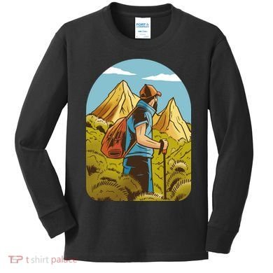 Man Hiking In The Mountains Kids Long Sleeve Shirt