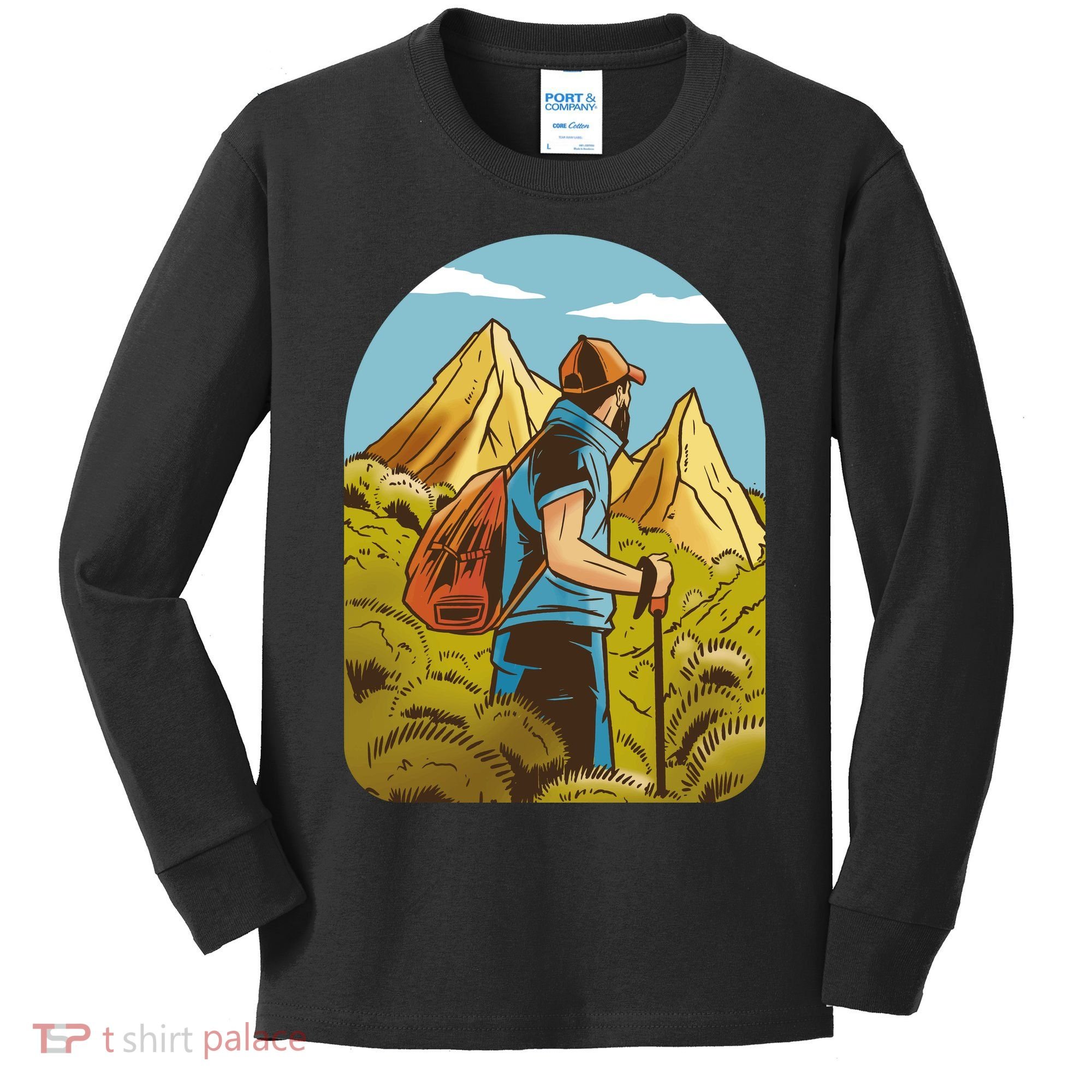 Man Hiking In The Mountains Kids Long Sleeve Shirt