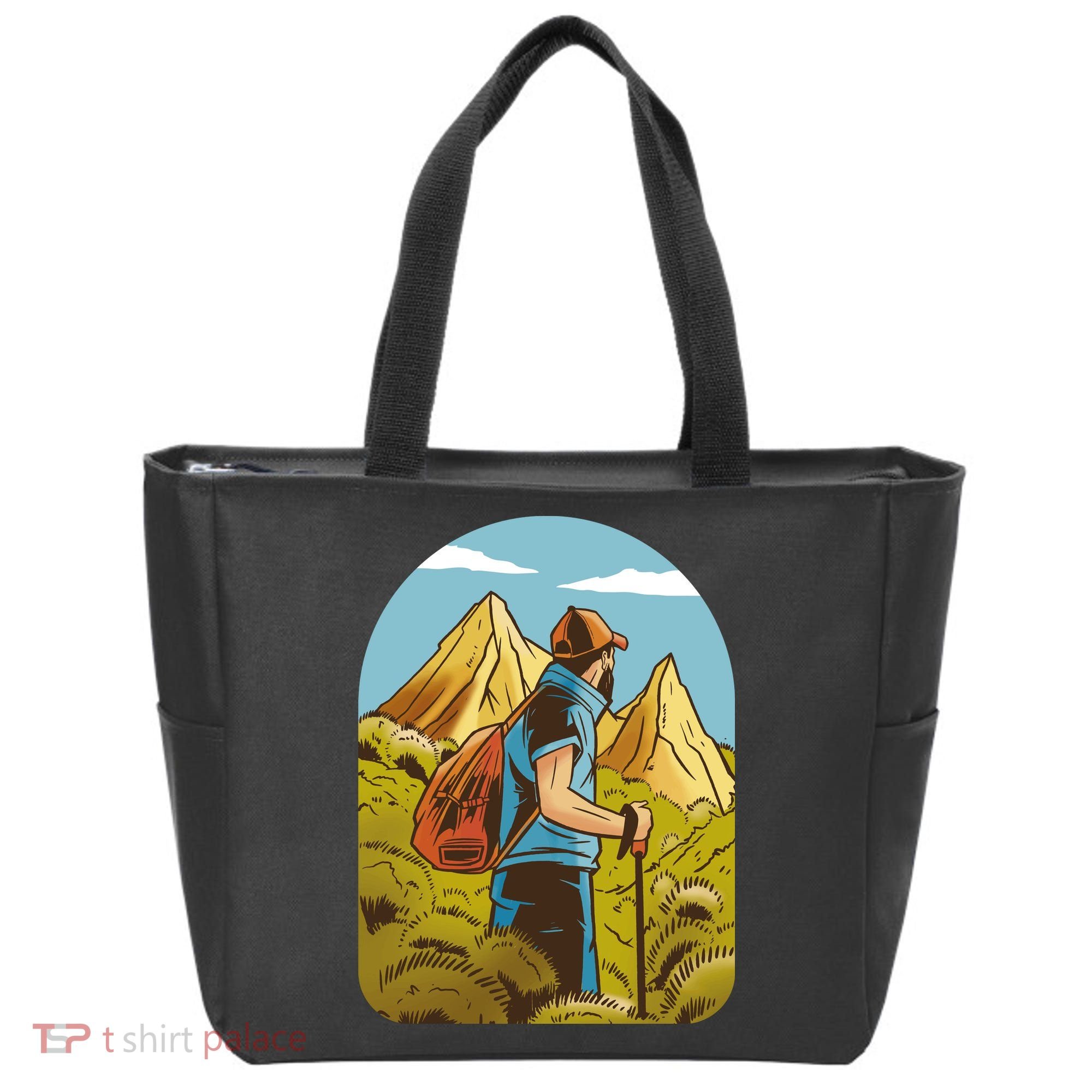 Man Hiking In The Mountains Tote Bag