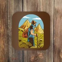 Man Hiking In The Mountains Coaster thumb 0