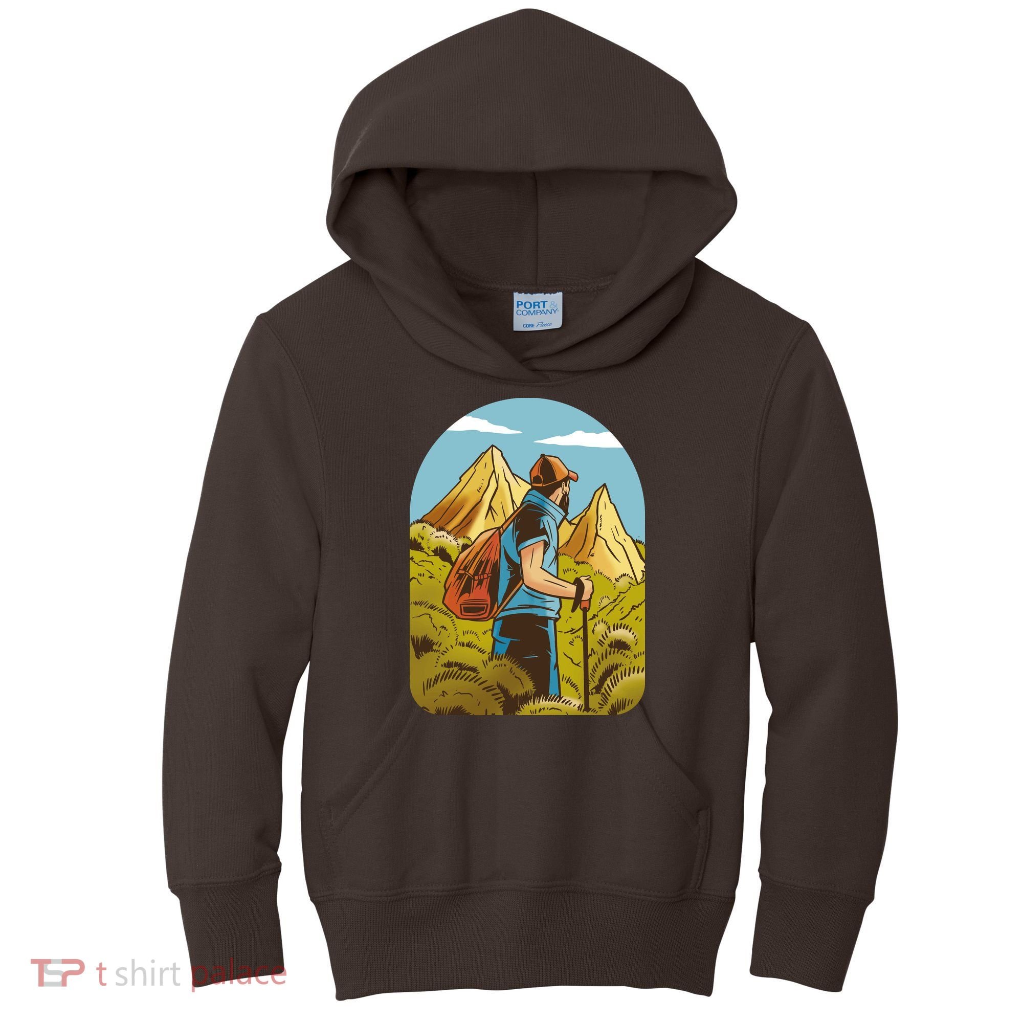 Man Hiking In The Mountains Kids Hoodie
