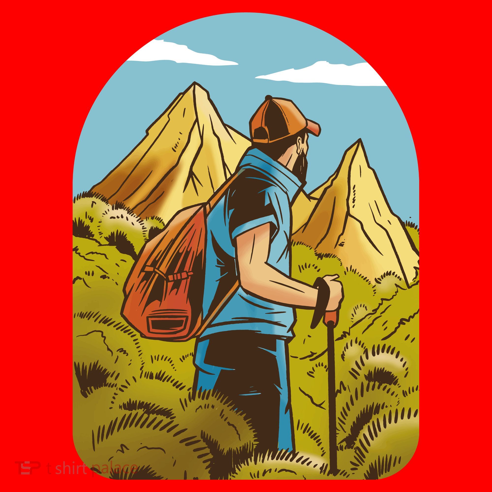 Man Hiking In The Mountains Santa Hat