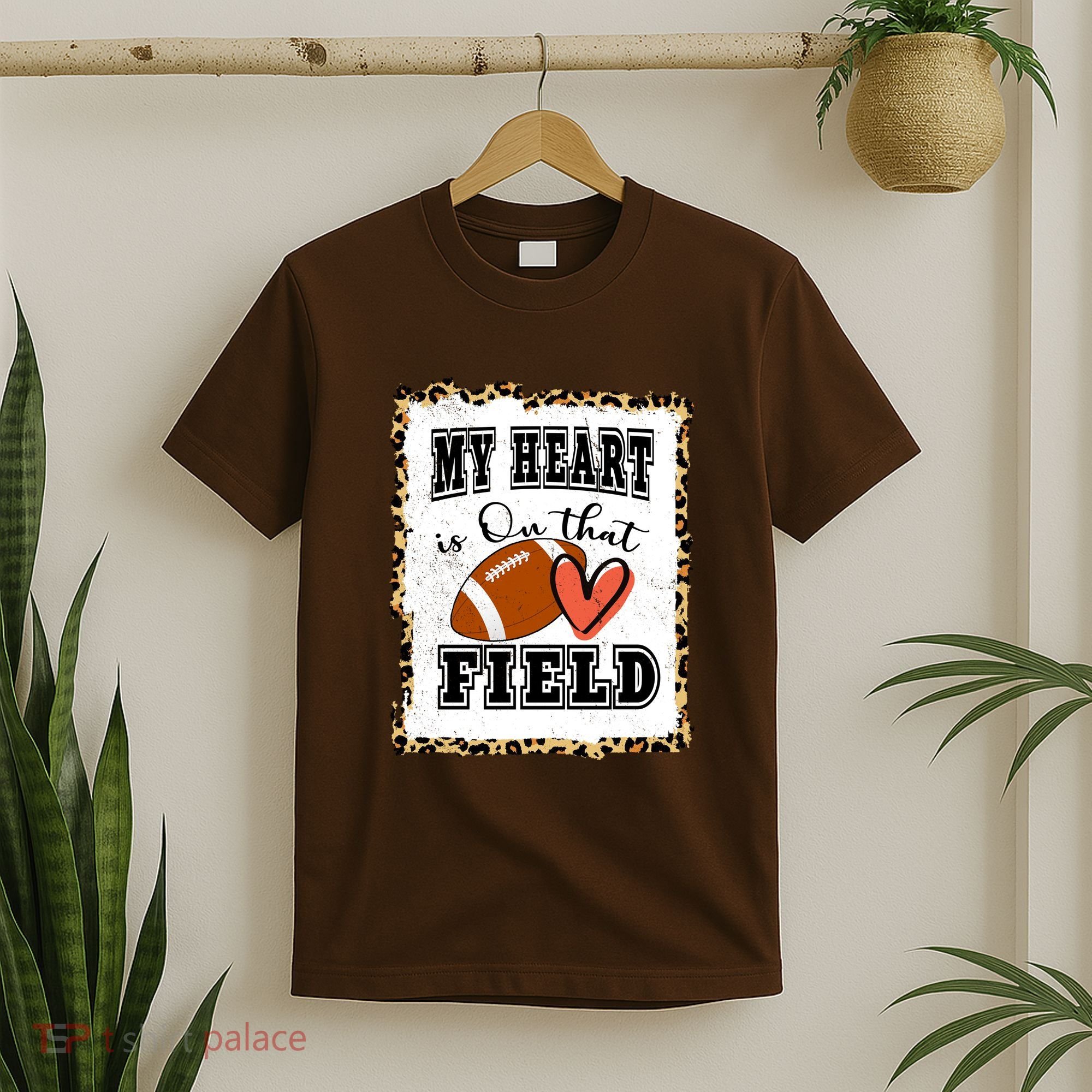 My Heart Is On The Field Cute Leppard Football Mom T-Shirt